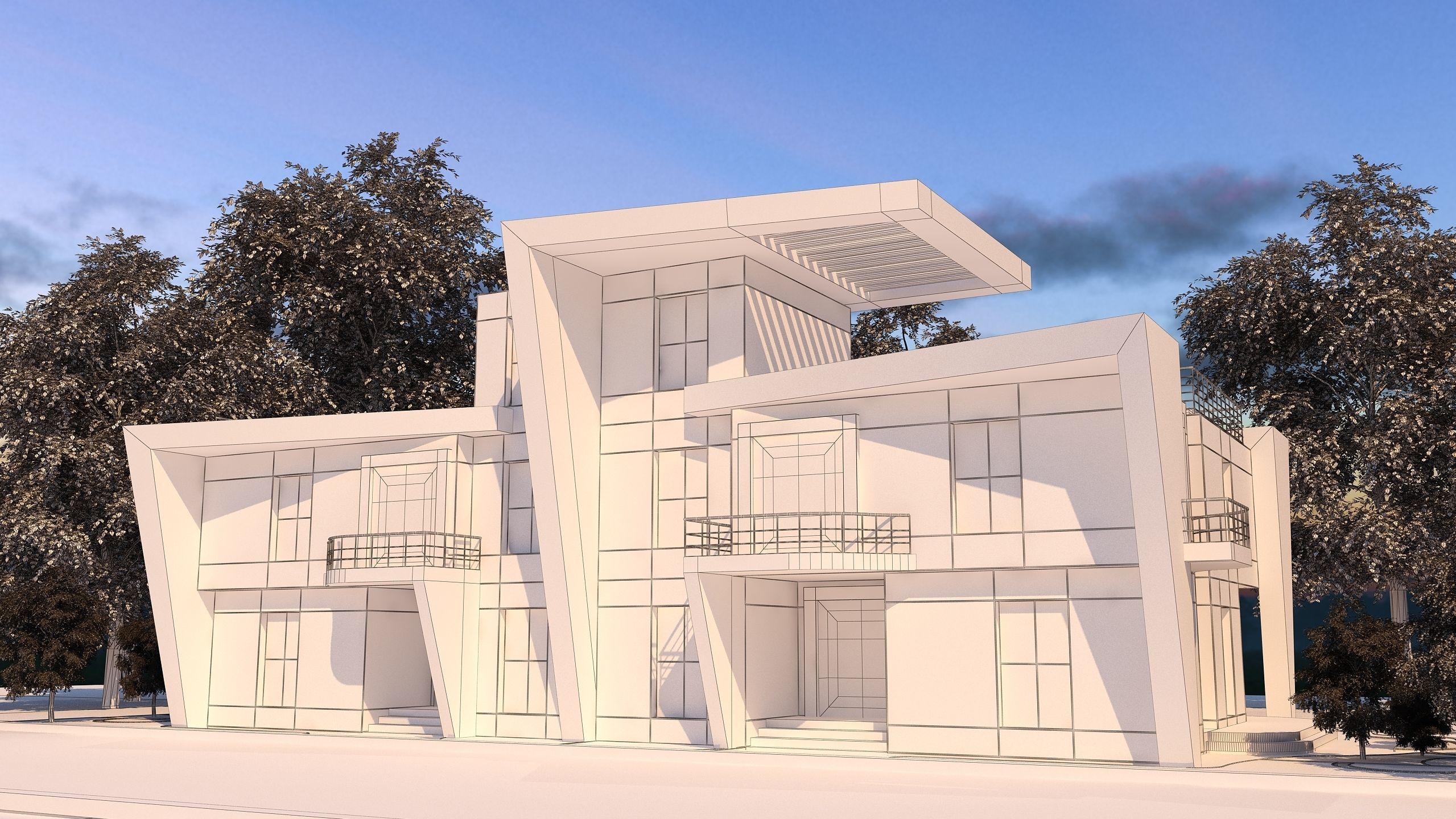 0057 - Modern Twin House - 3Ds Files - 2Ds Plans 3D model_13