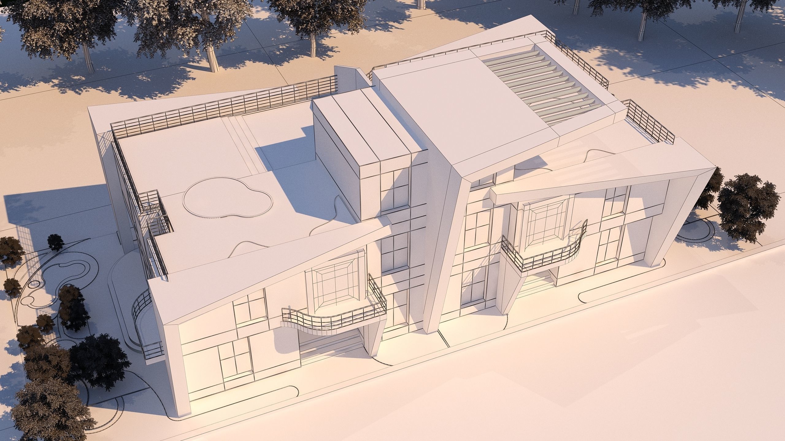 0057 - Modern Twin House - 3Ds Files - 2Ds Plans 3D model_12
