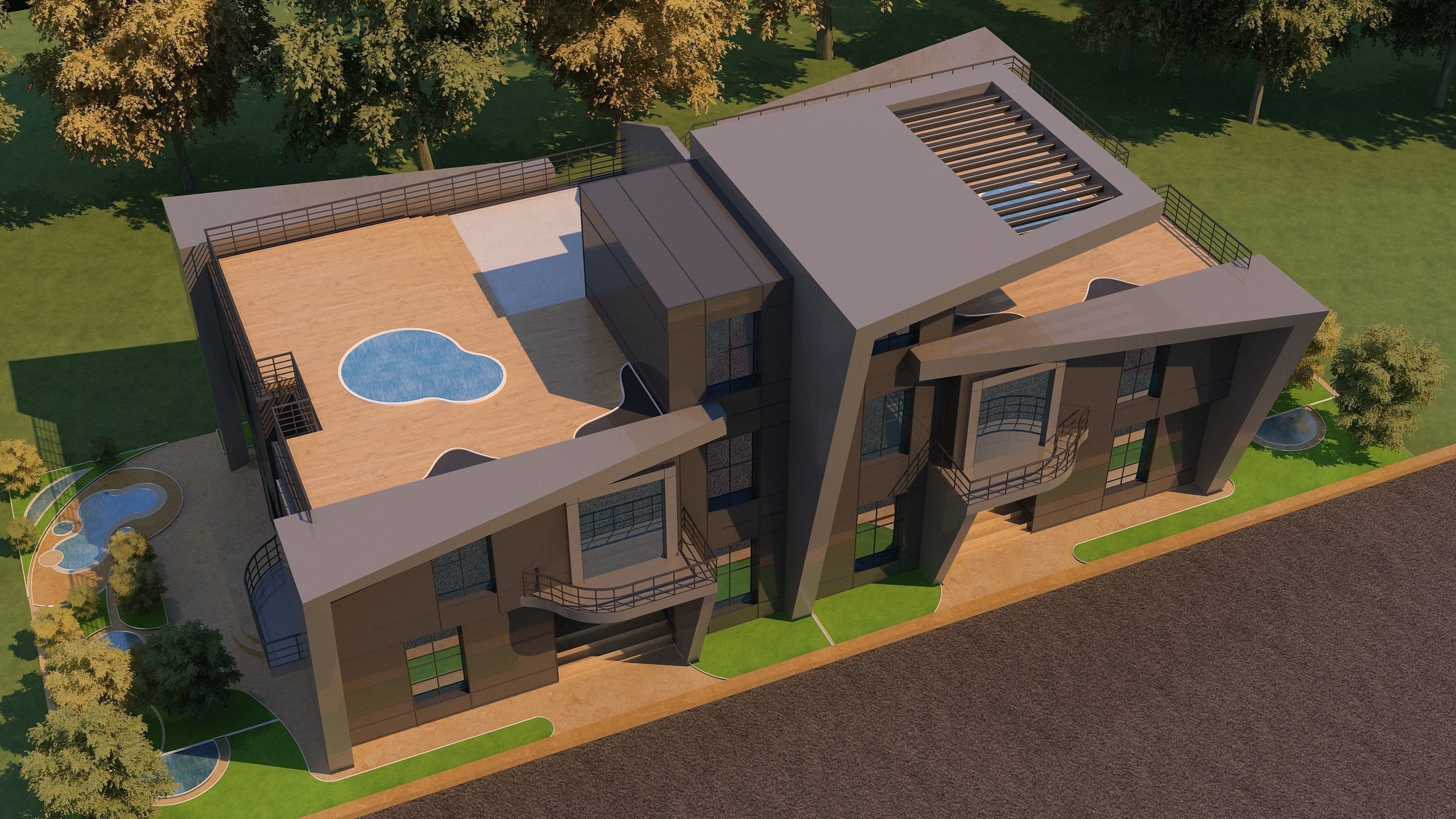 0057 - Modern Twin House - 3Ds Files - 2Ds Plans 3D model_6