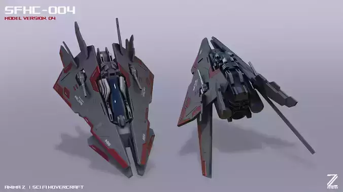 Scifi Hovercraft Low-poly 3D model