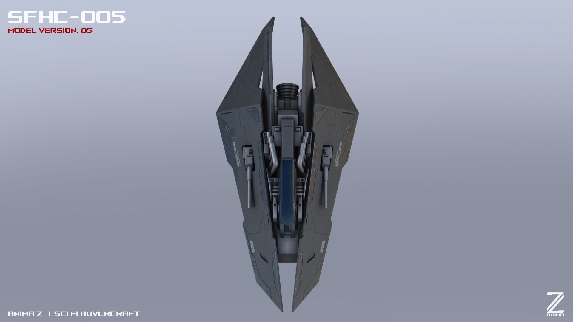 Scifi Hovercraft Low-poly 3D model_8