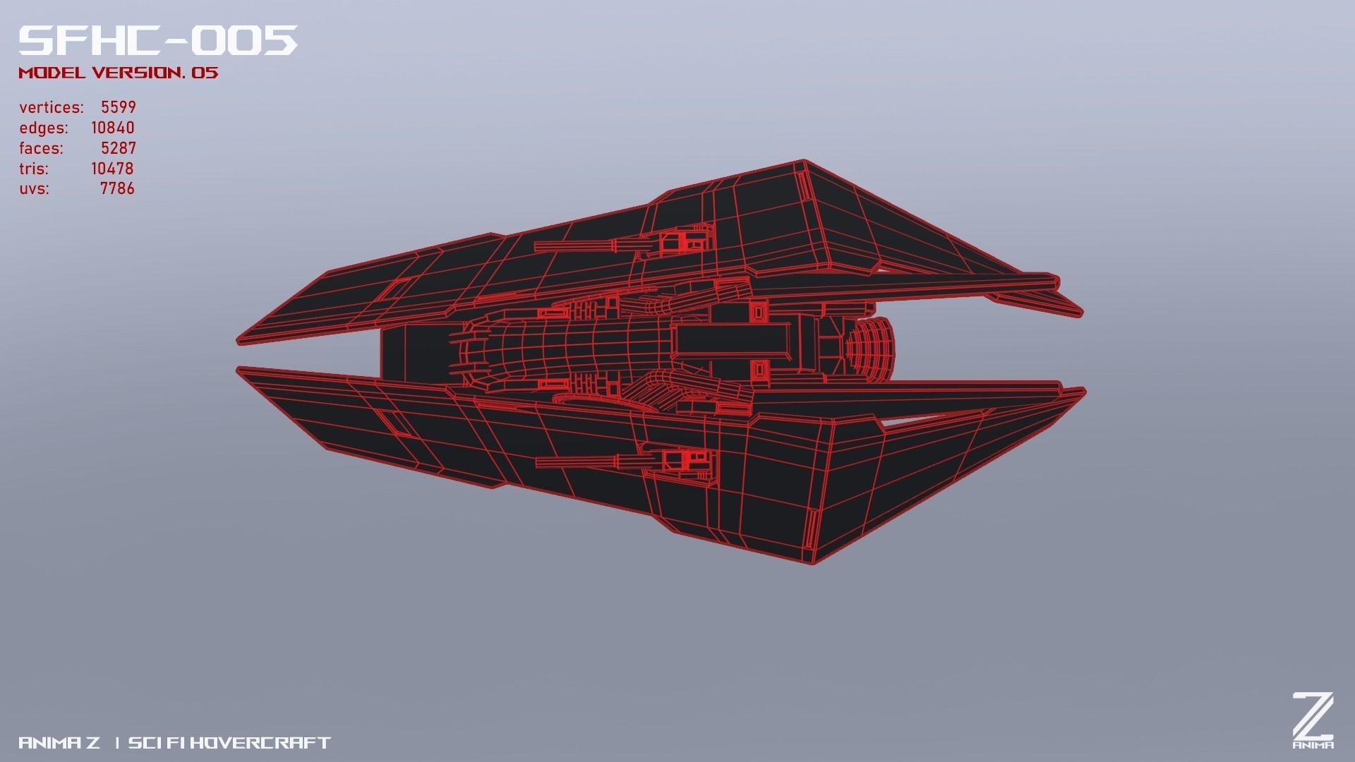 Scifi Hovercraft Low-poly 3D model_13