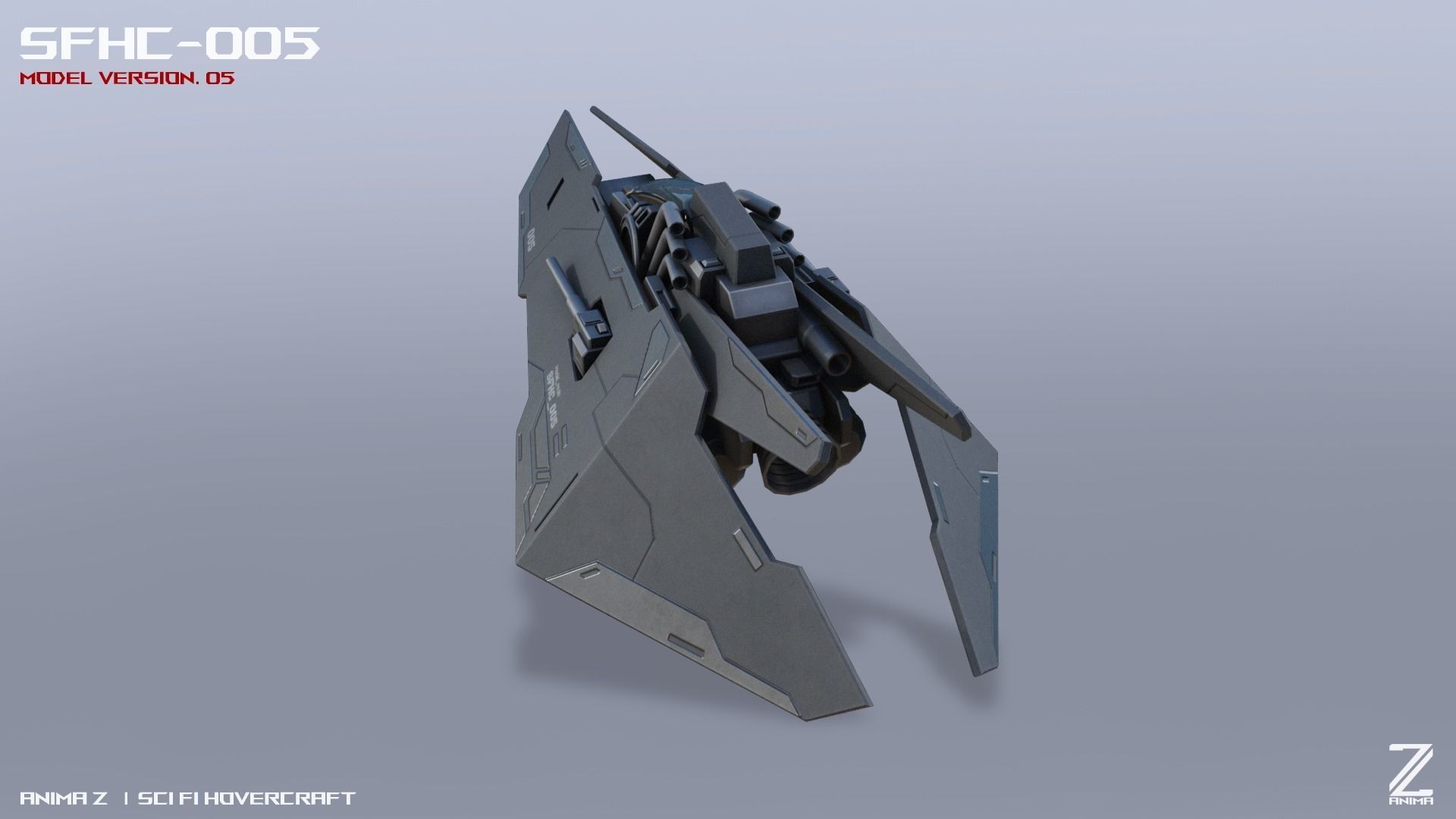 Scifi Hovercraft Low-poly 3D model_5