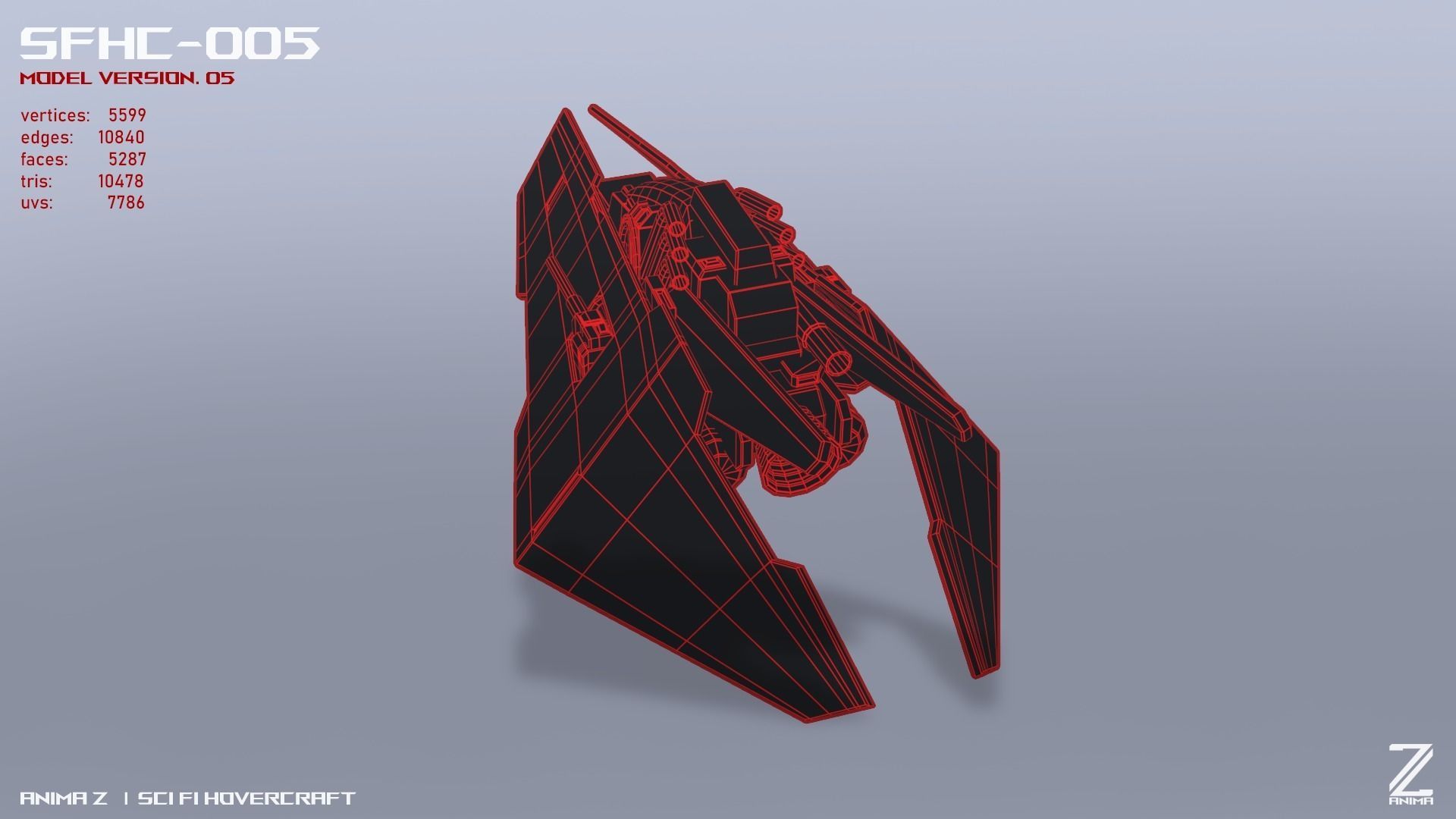 Scifi Hovercraft Low-poly 3D model_11