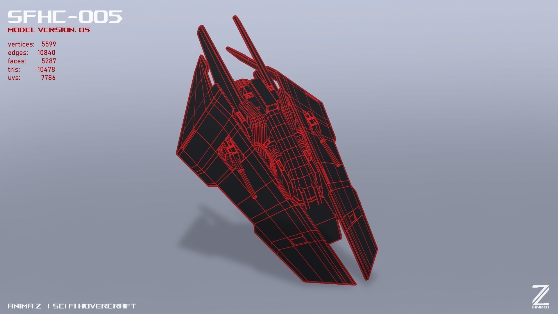 Scifi Hovercraft Low-poly 3D model_16