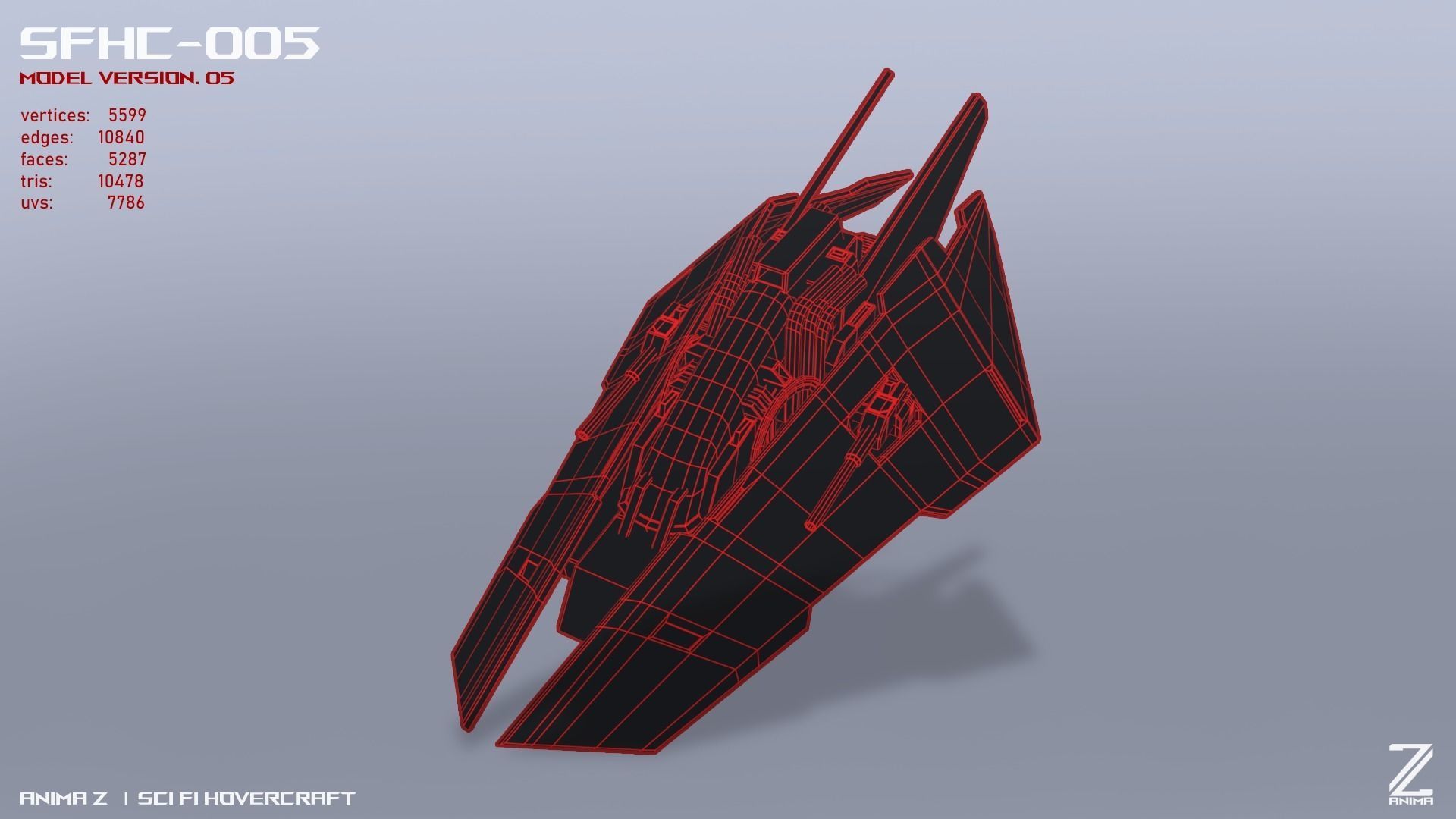 Scifi Hovercraft Low-poly 3D model_3