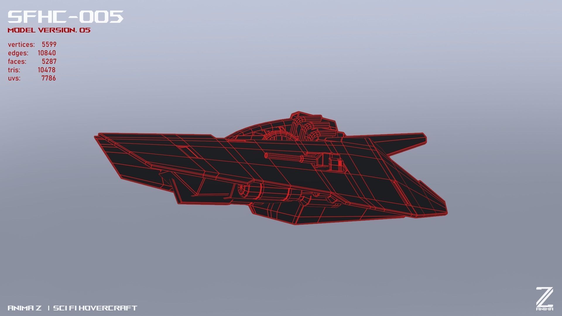 Scifi Hovercraft Low-poly 3D model_15