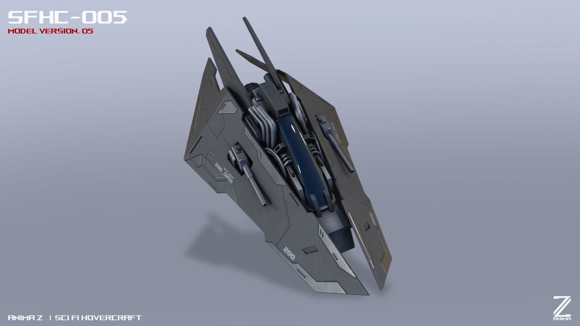 Scifi Hovercraft Low-poly 3D model_10