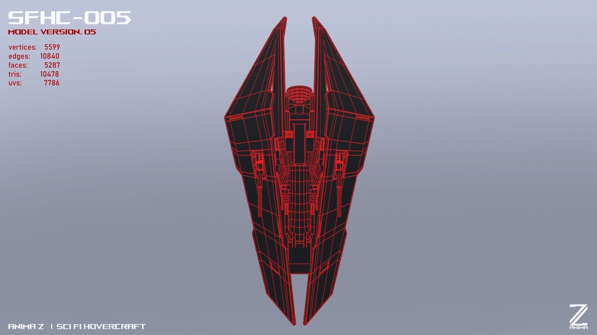 Scifi Hovercraft Low-poly 3D model_14