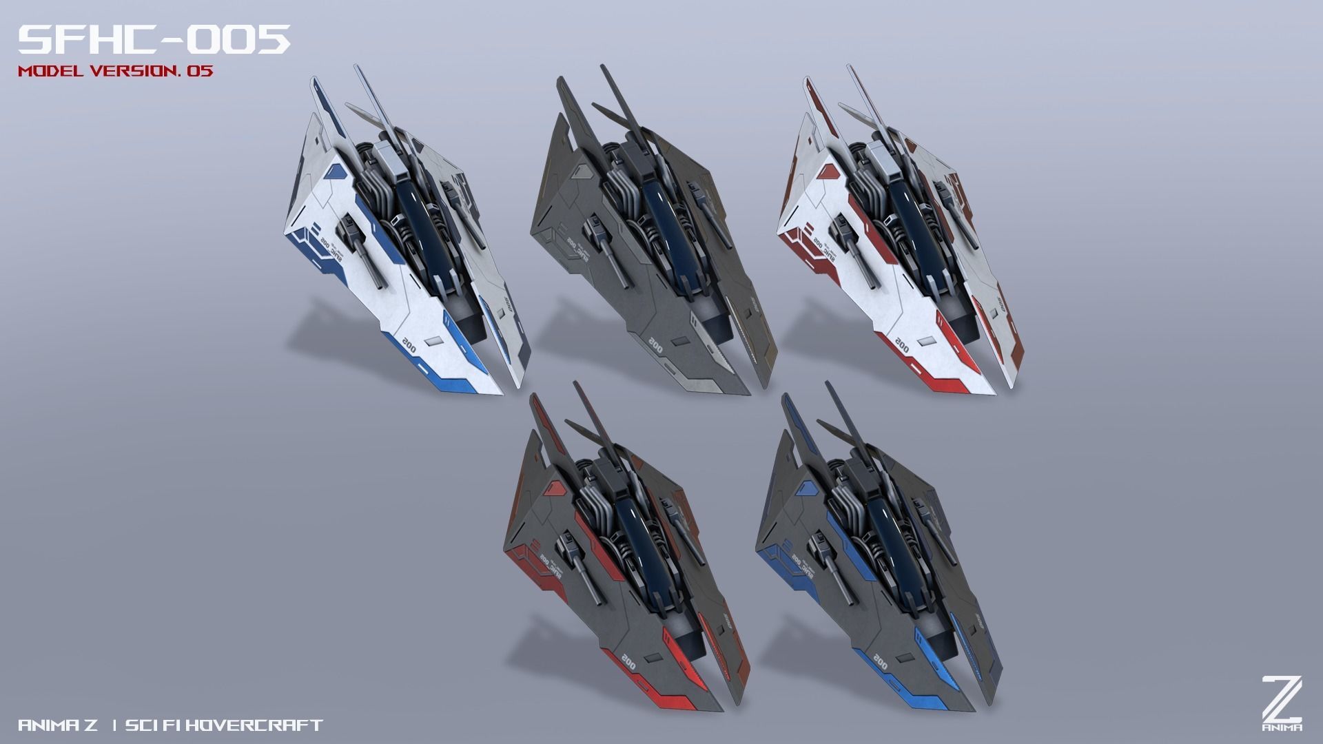 Scifi Hovercraft Low-poly 3D model_1