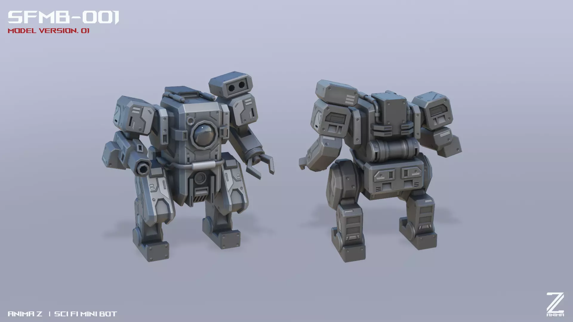 Scifi Mini bot Low-poly 3D model