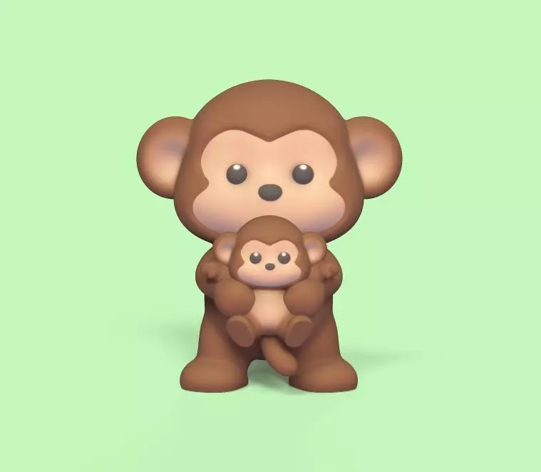Monkey and Baby Monkey 3D print model_0