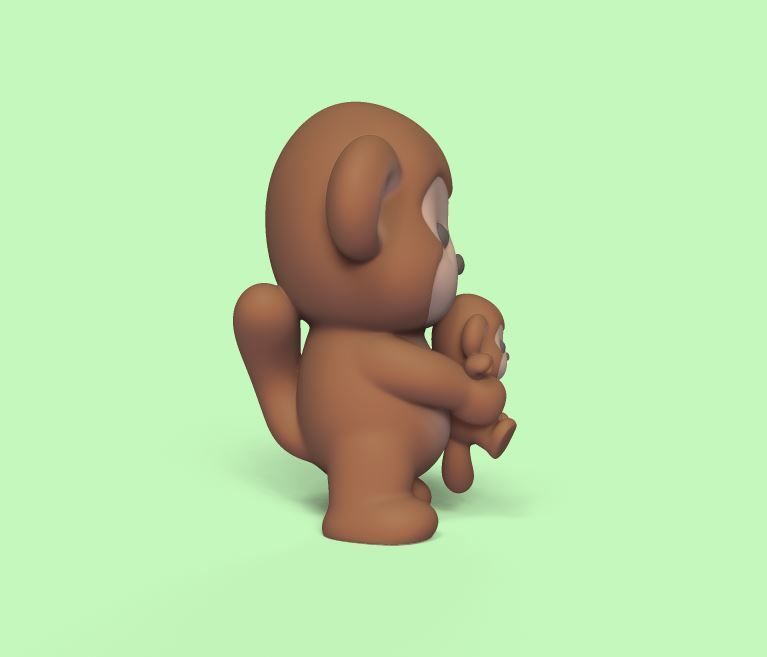 Monkey and Baby Monkey 3D print model_2