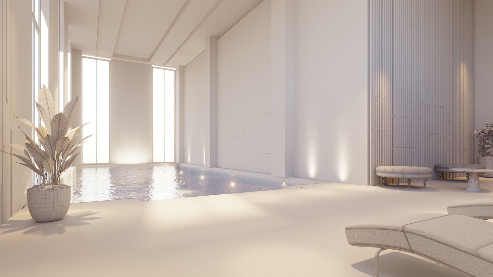 indoor swimming pool 3D model_5