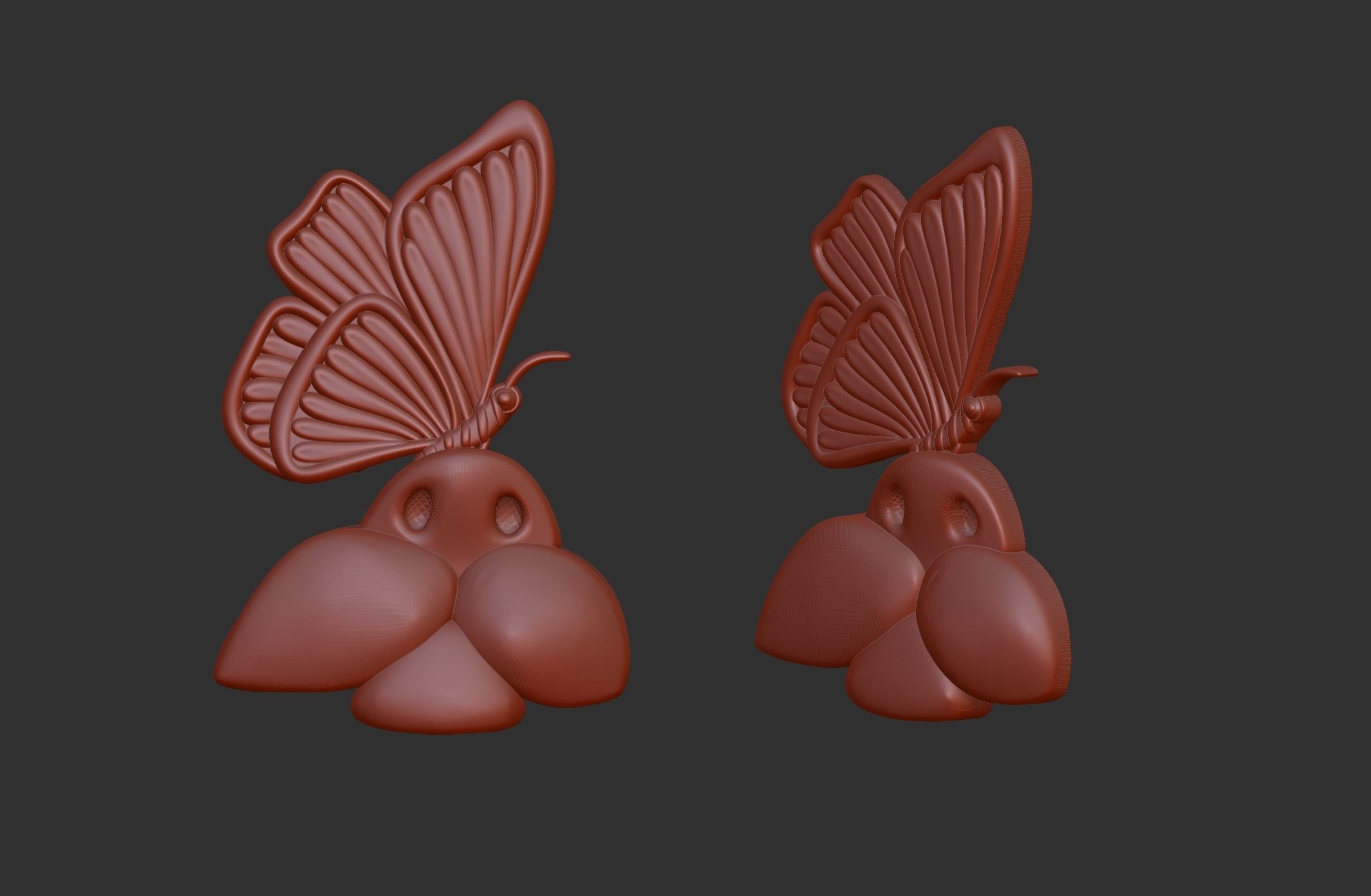 cat with butterfly cnc base relife model  3D print model_1