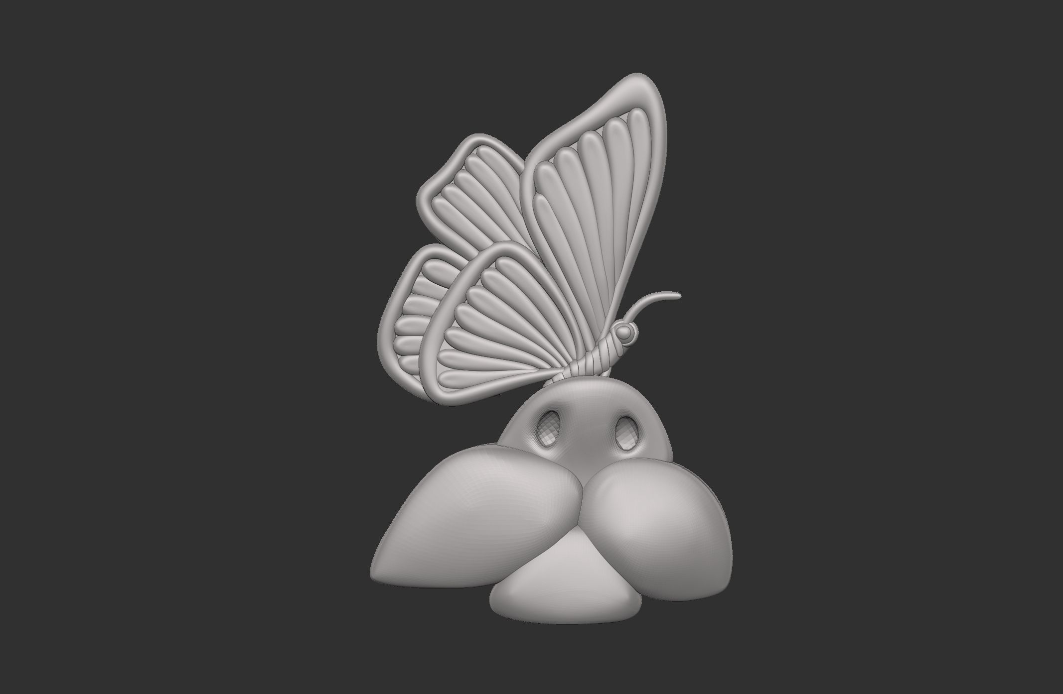 cat with butterfly cnc base relife model  3D print model_2