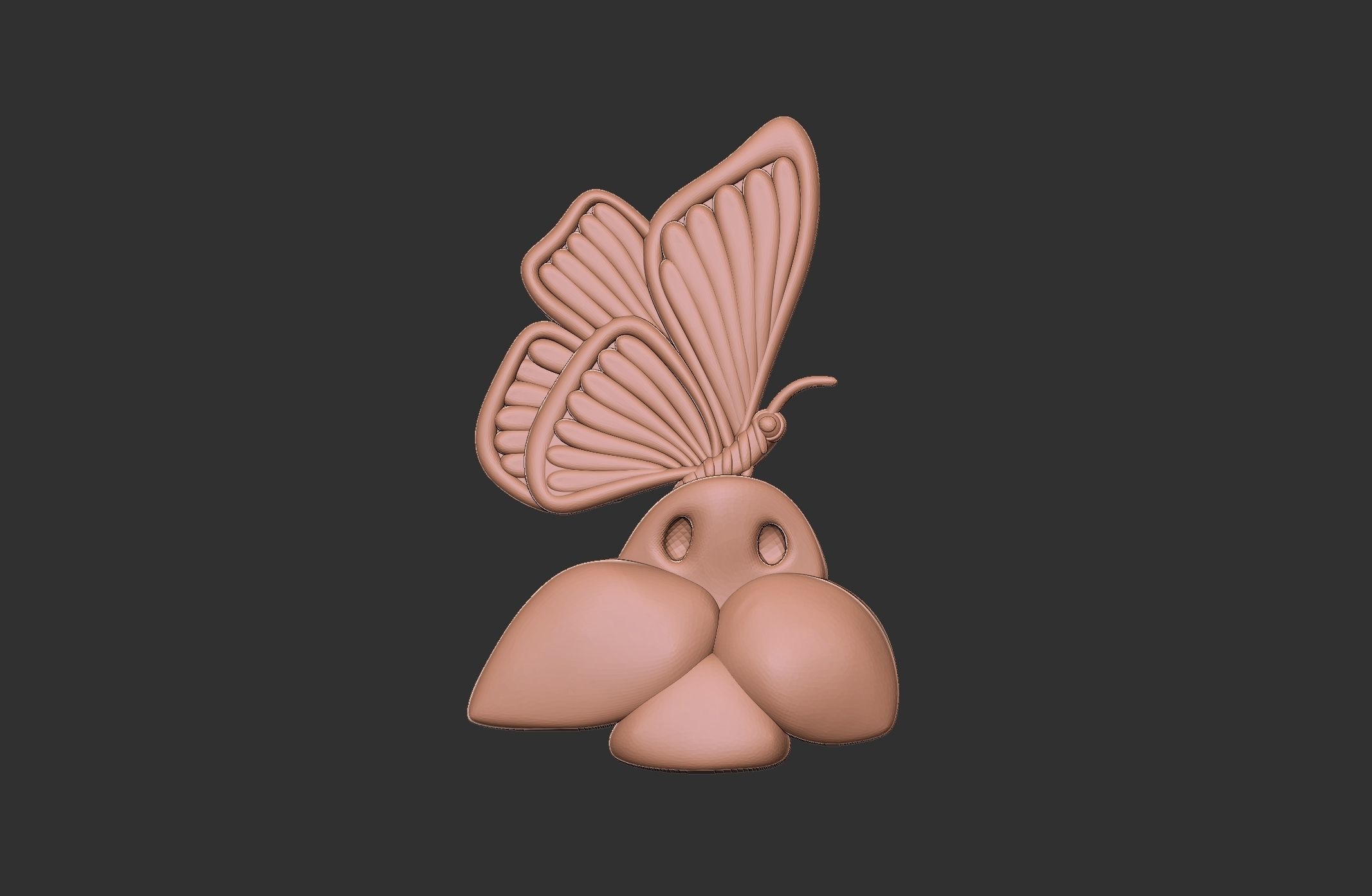 cat with butterfly cnc base relife model  3D print model_4