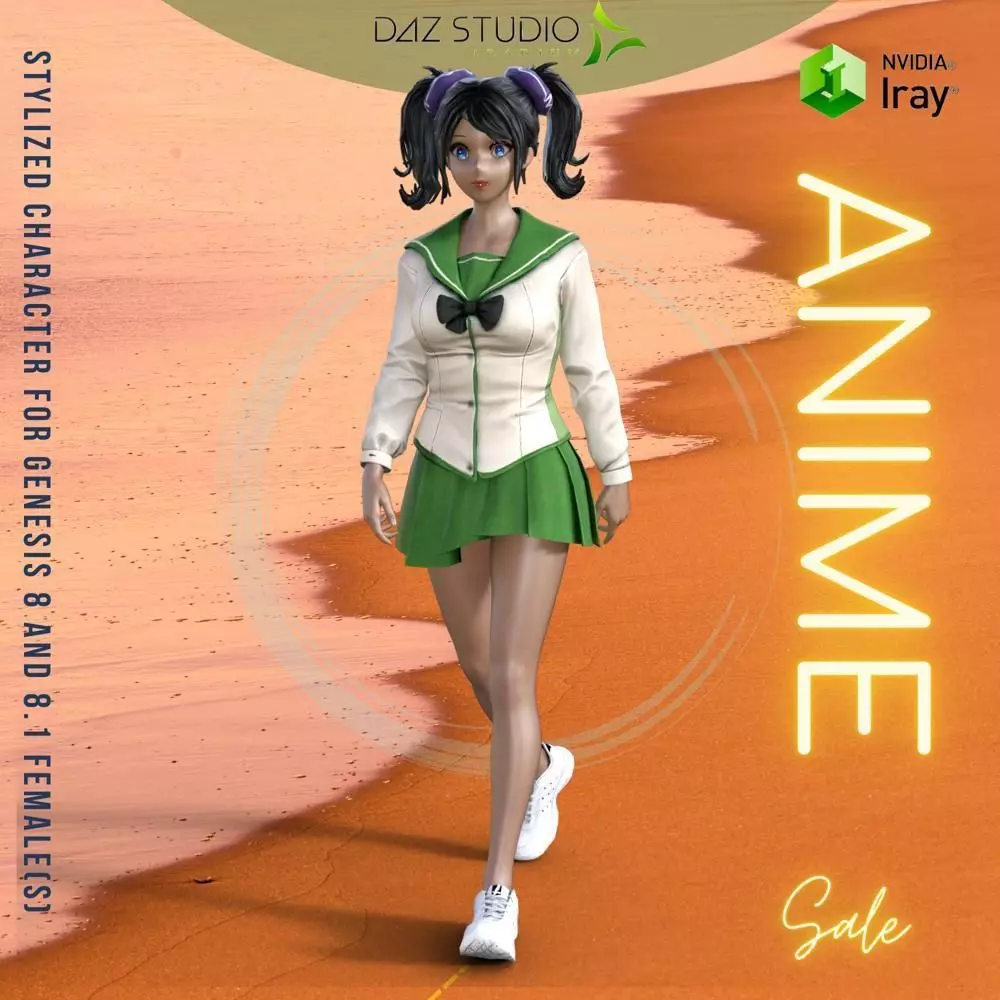 Anime Character G8F for DAZ Studio 3D model