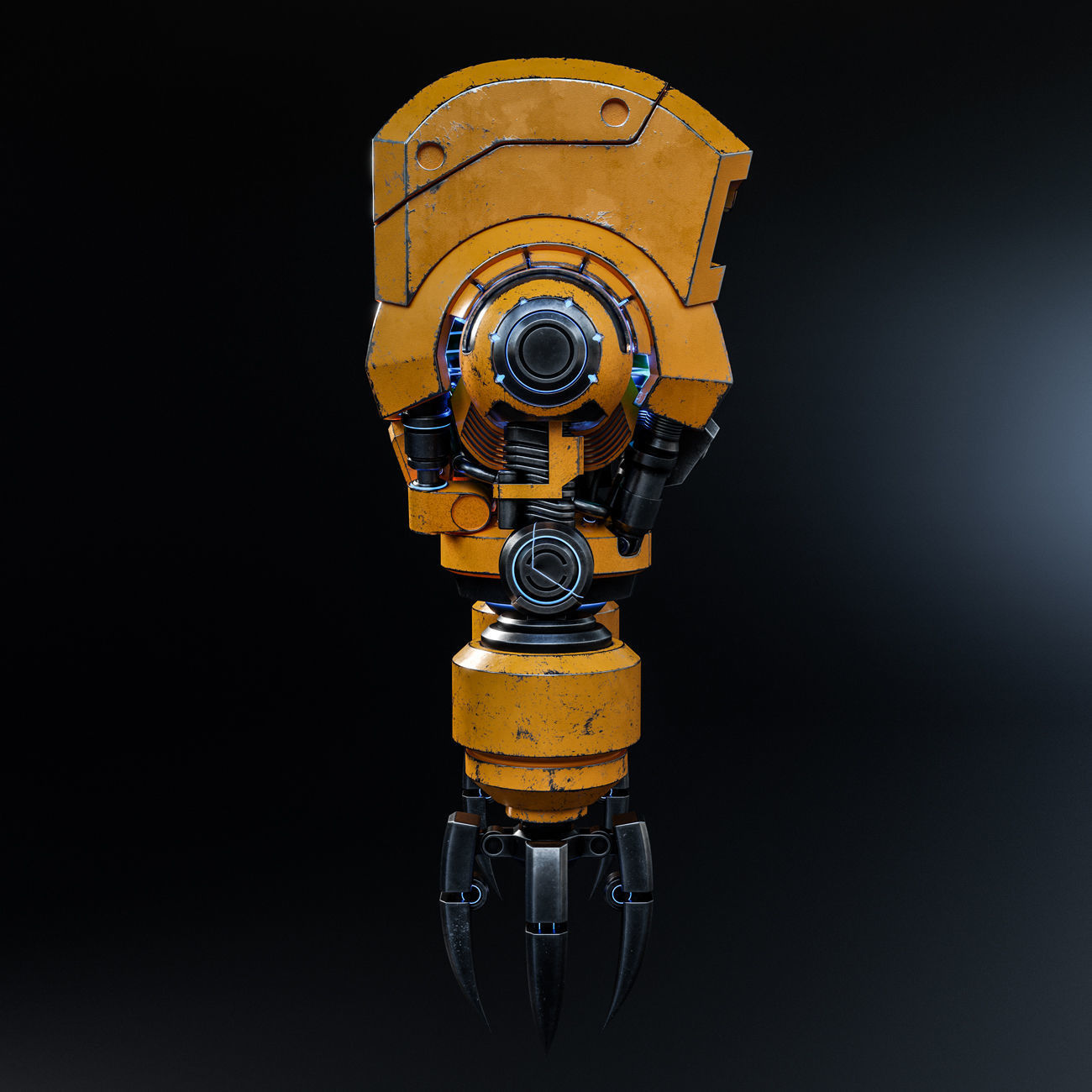 Cute Space Robot Rigged G-58 Yellow 3D model_18