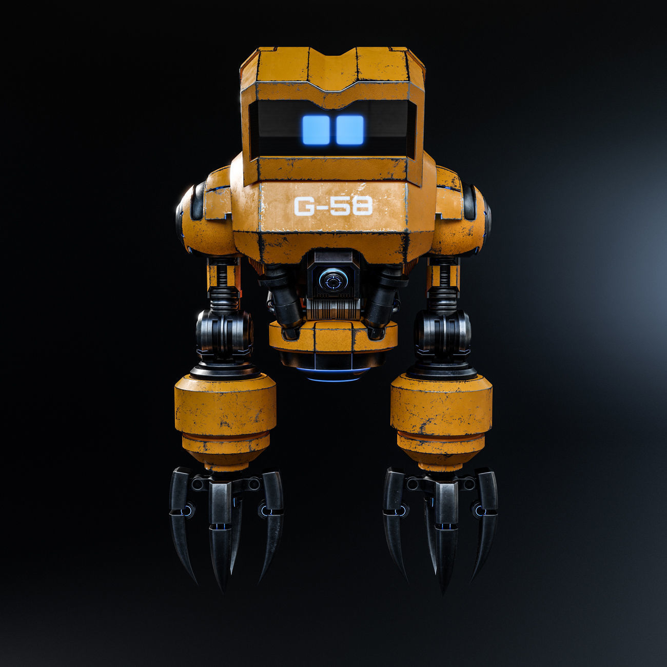 Cute Space Robot Rigged G-58 Yellow 3D model_16