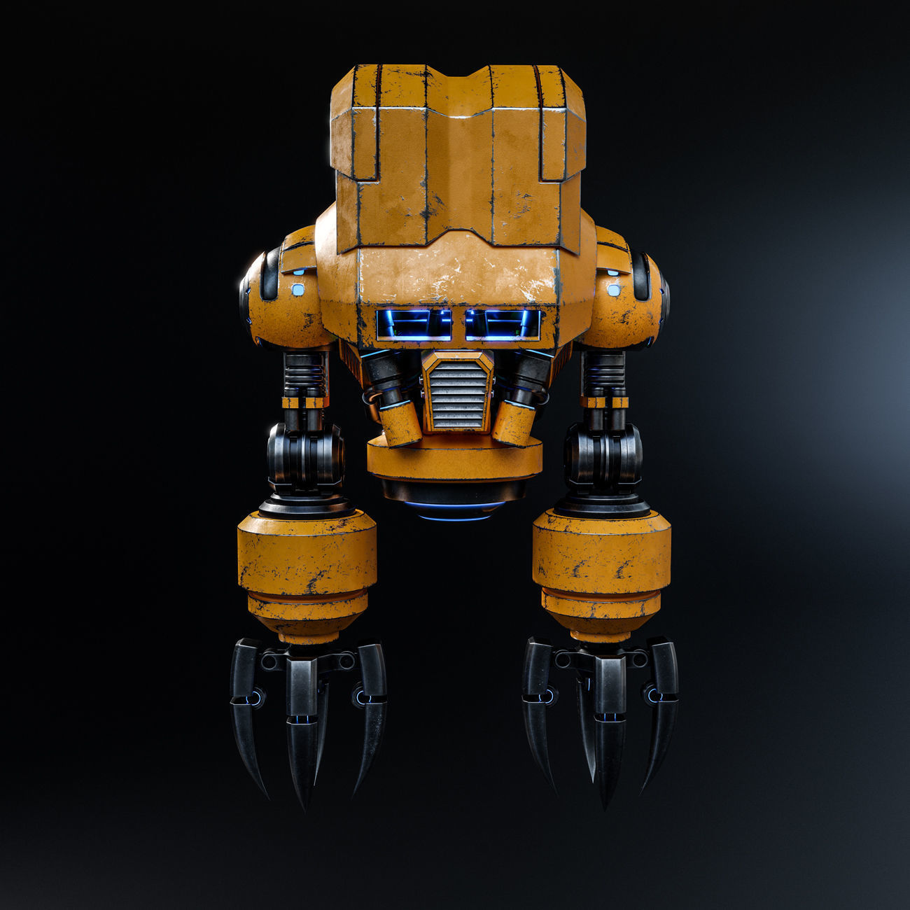 Cute Space Robot Rigged G-58 Yellow 3D model_20