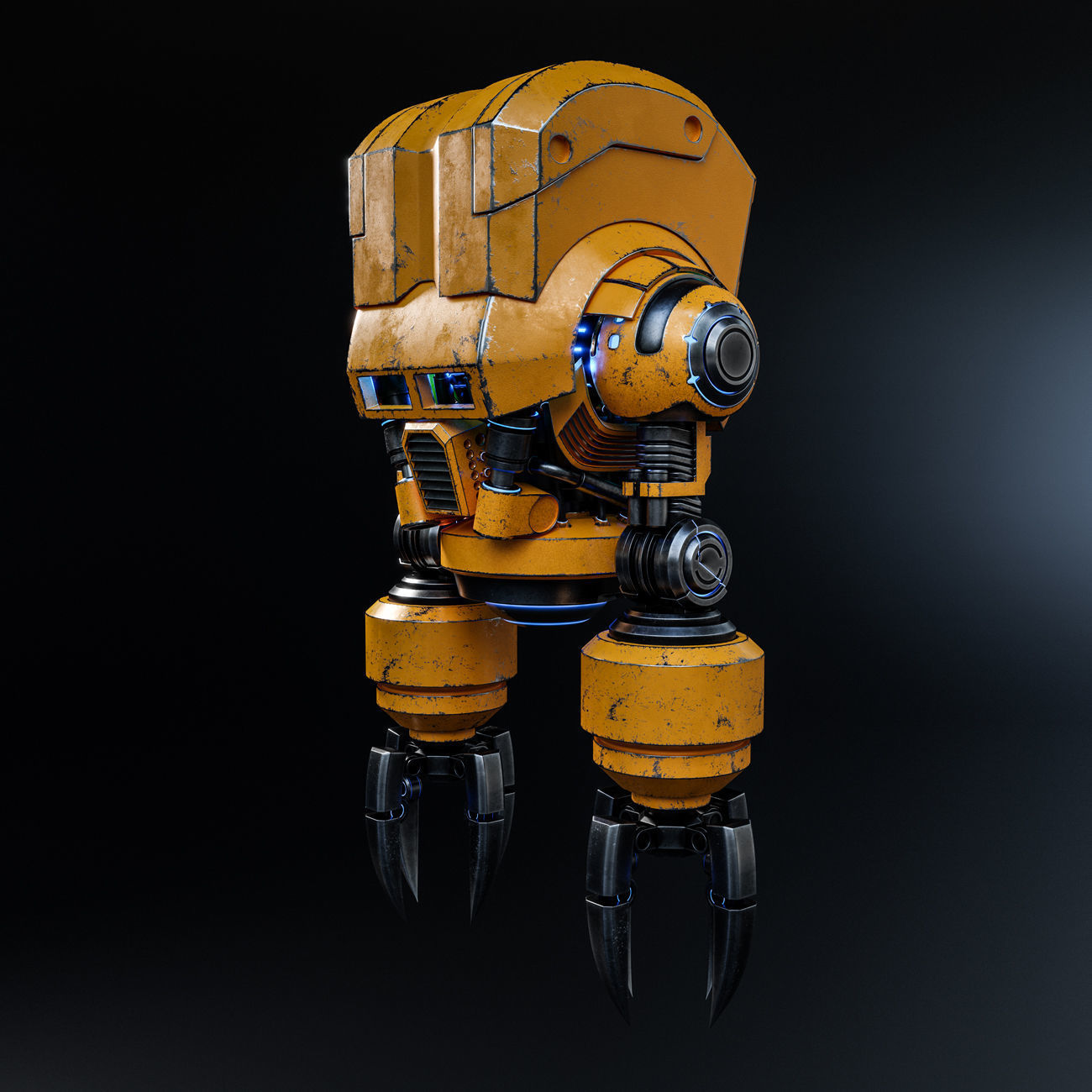 Cute Space Robot Rigged G-58 Yellow 3D model_19