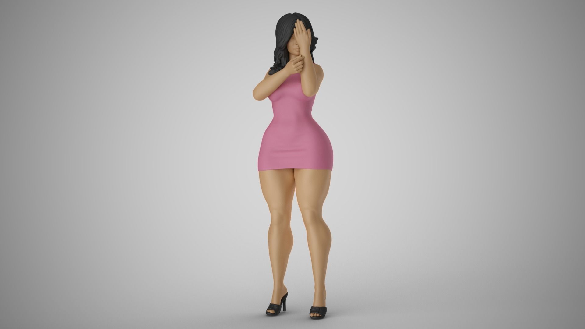 Girl Looking into the Palm 3D print model_10