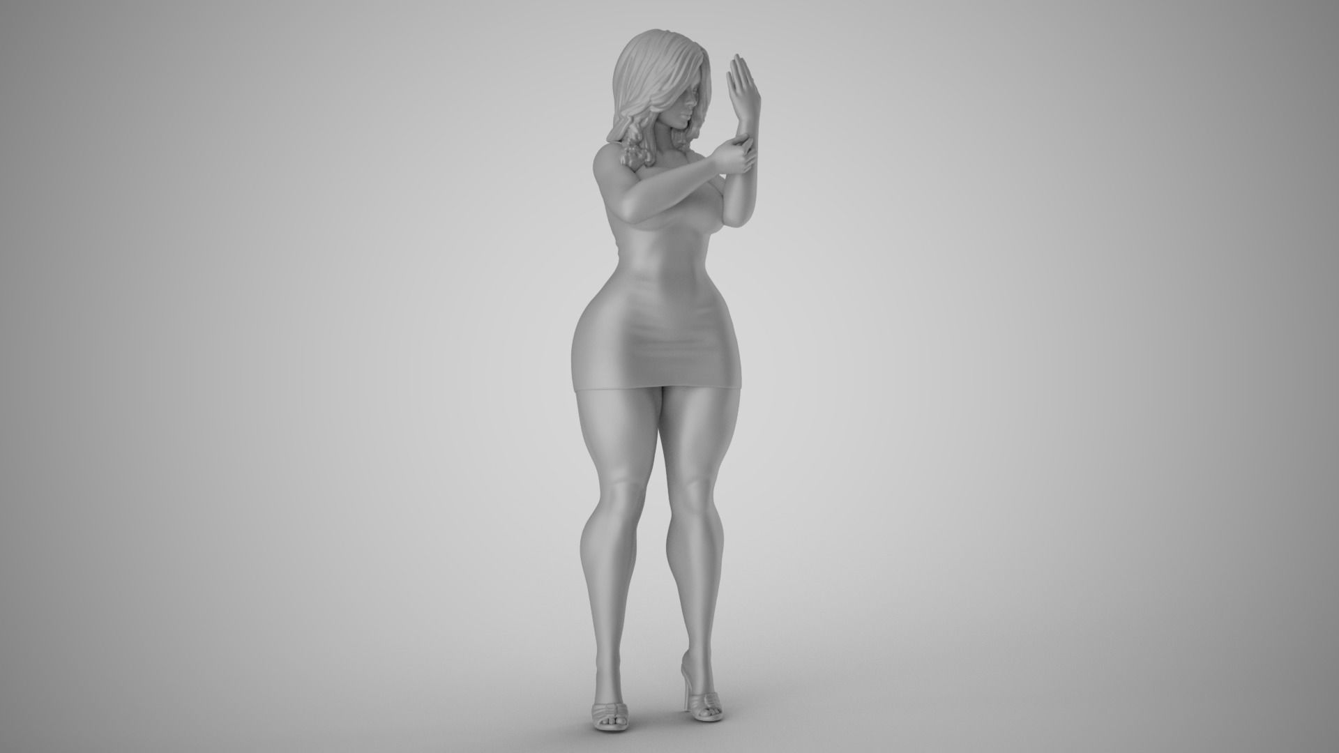 Girl Looking into the Palm 3D print model_2
