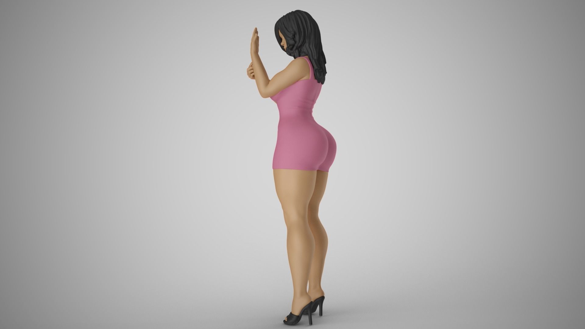 Girl Looking into the Palm 3D print model_8