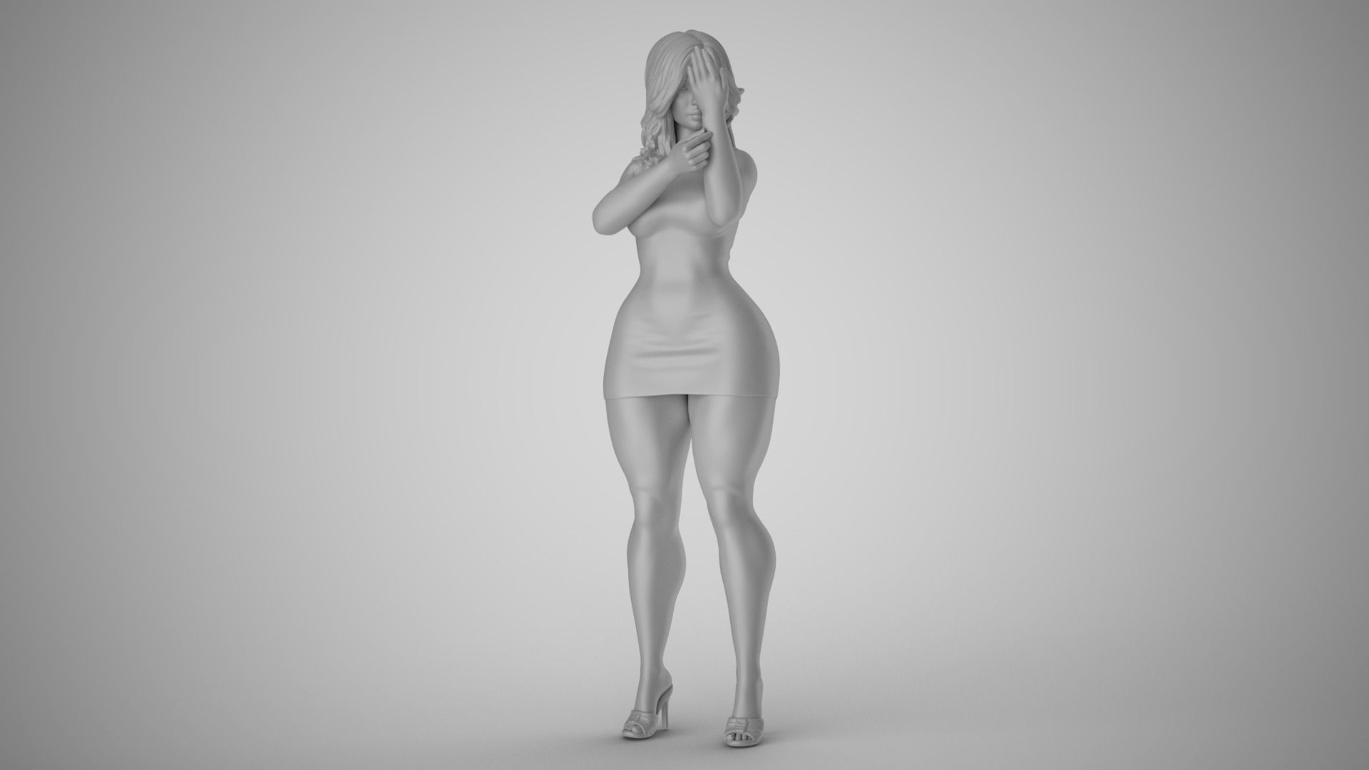 Girl Looking into the Palm 3D print model_1