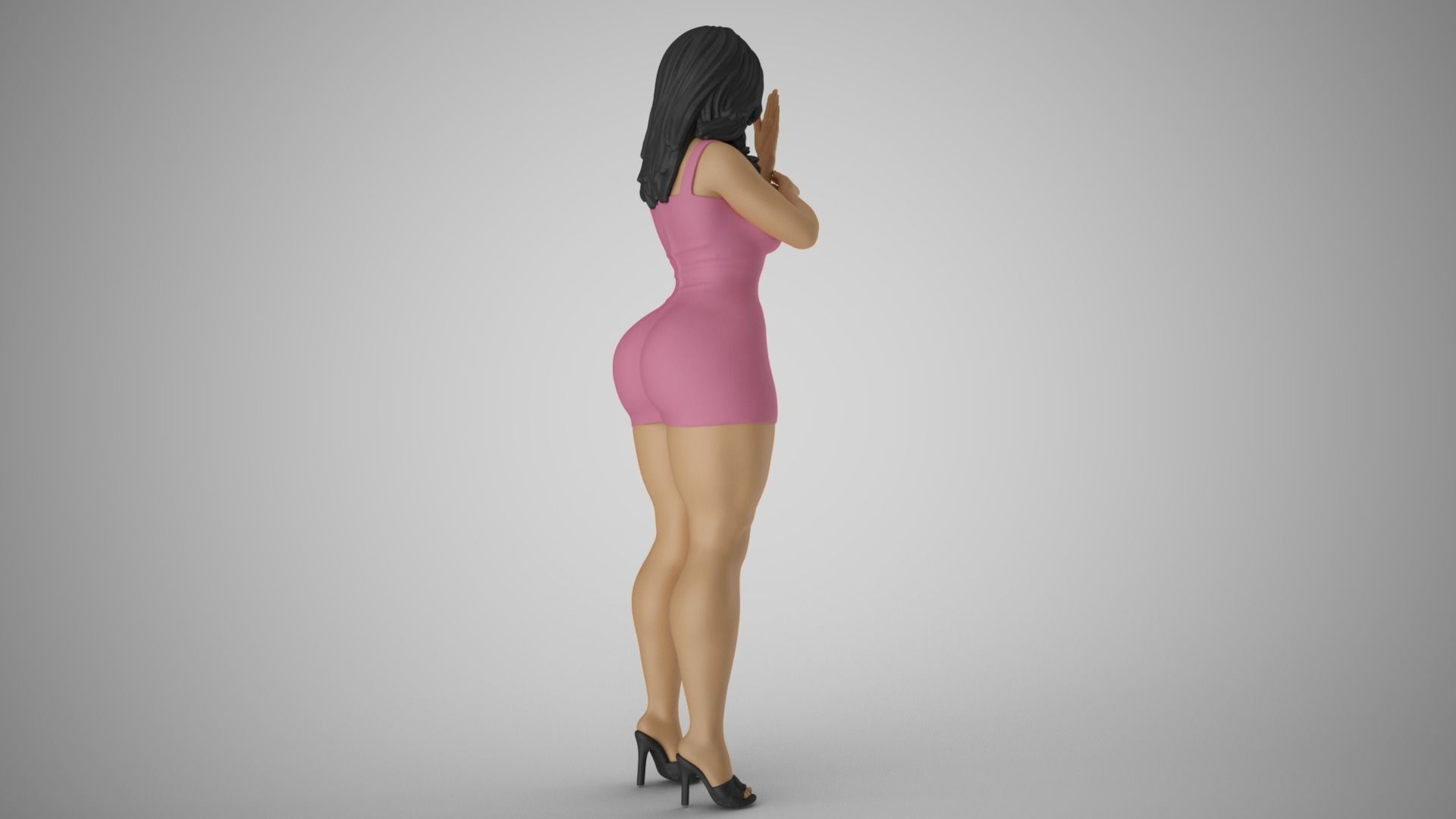 Girl Looking into the Palm 3D print model_5