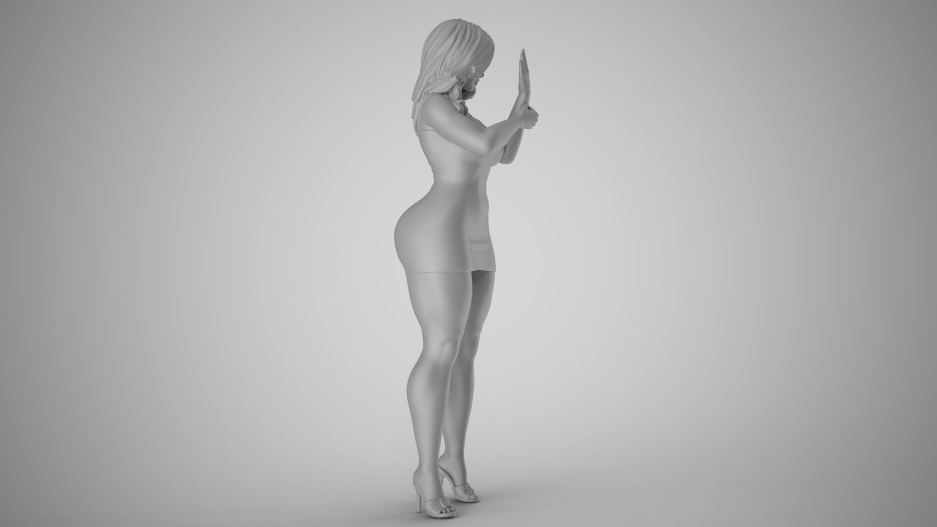 Girl Looking into the Palm 3D print model_3