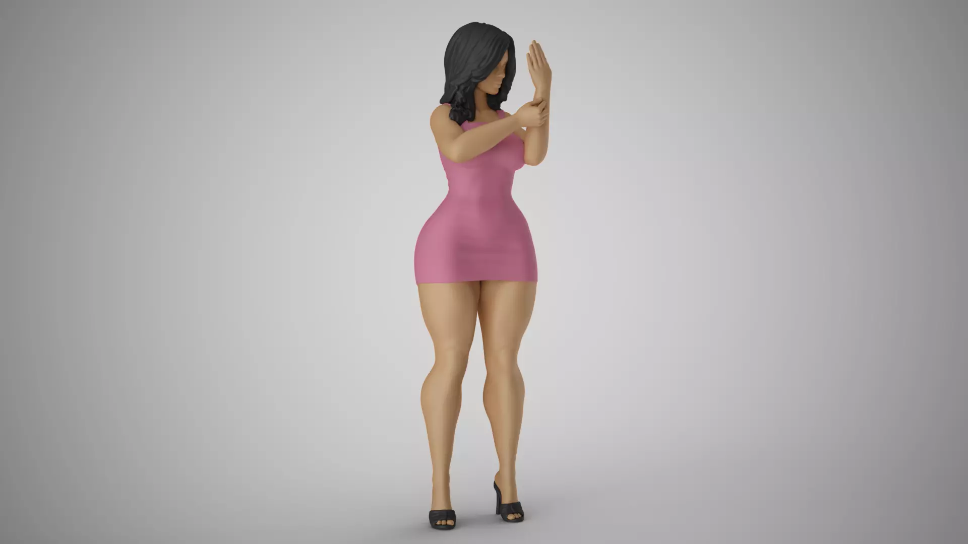 Girl Looking into the Palm 3D print model_0