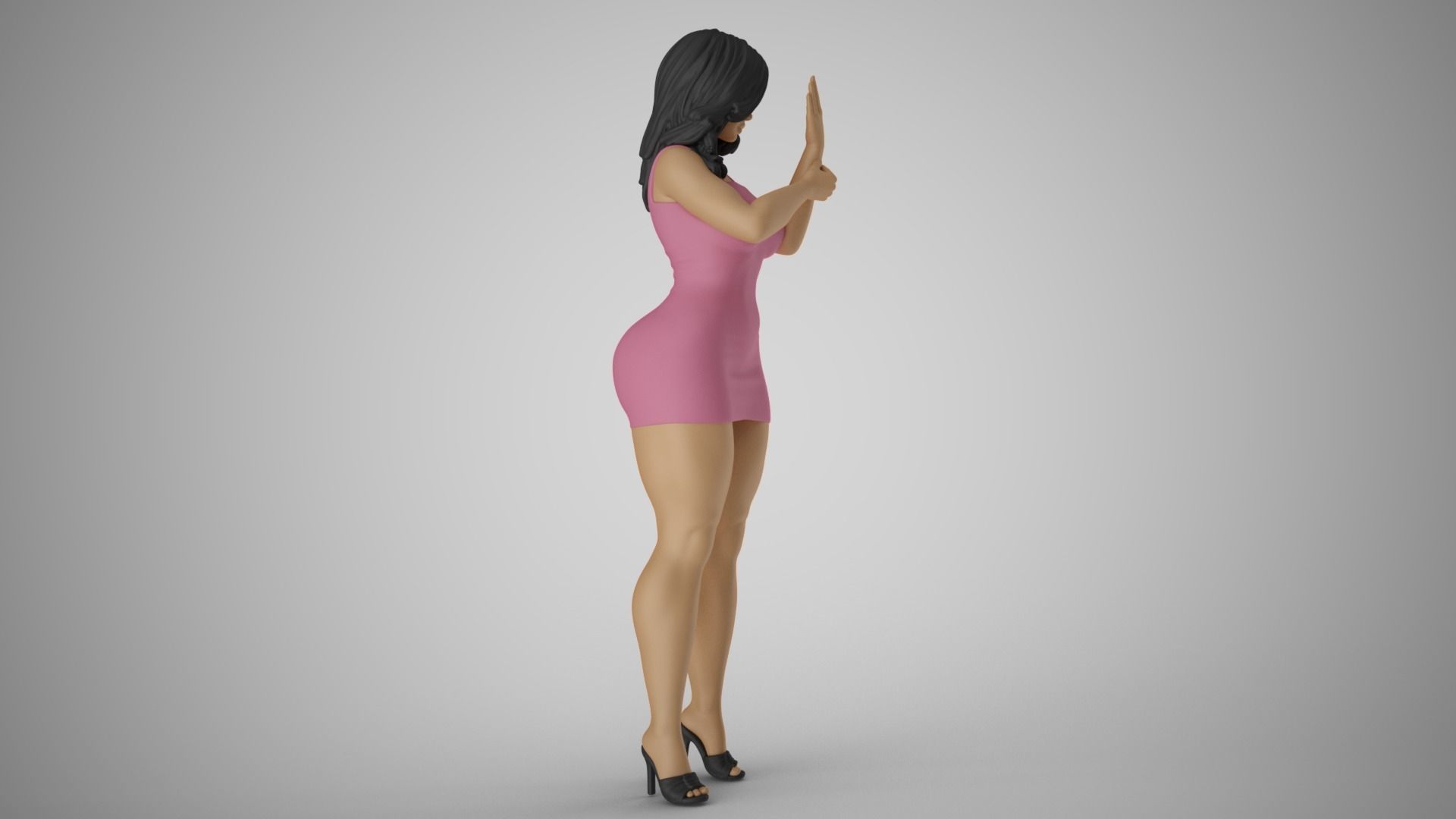 Girl Looking into the Palm 3D print model_4