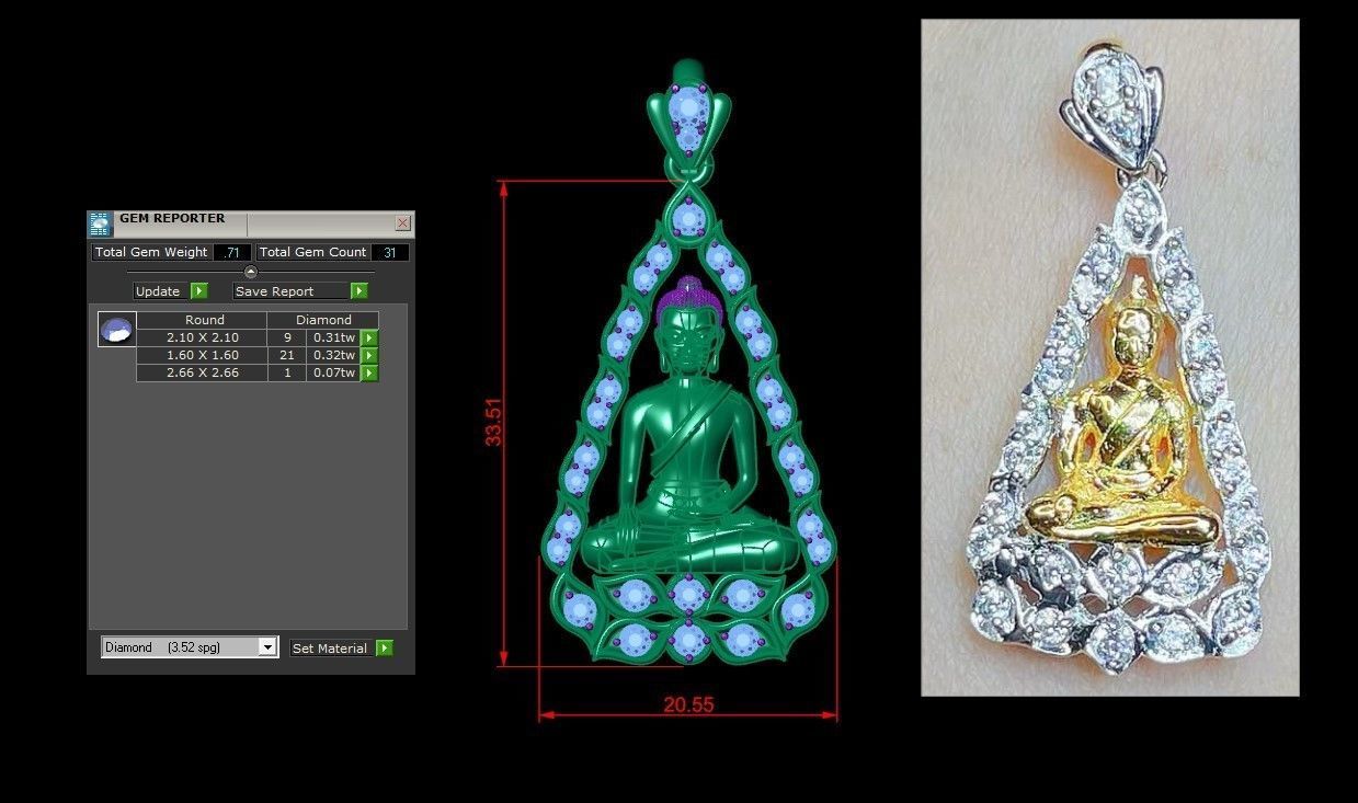 Buddha Pendant Jewelry 3D model_2