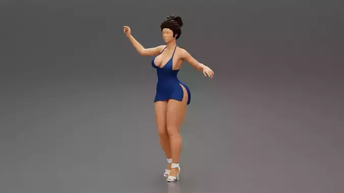 Hot Girl wearing mini sexy dress 3D print model