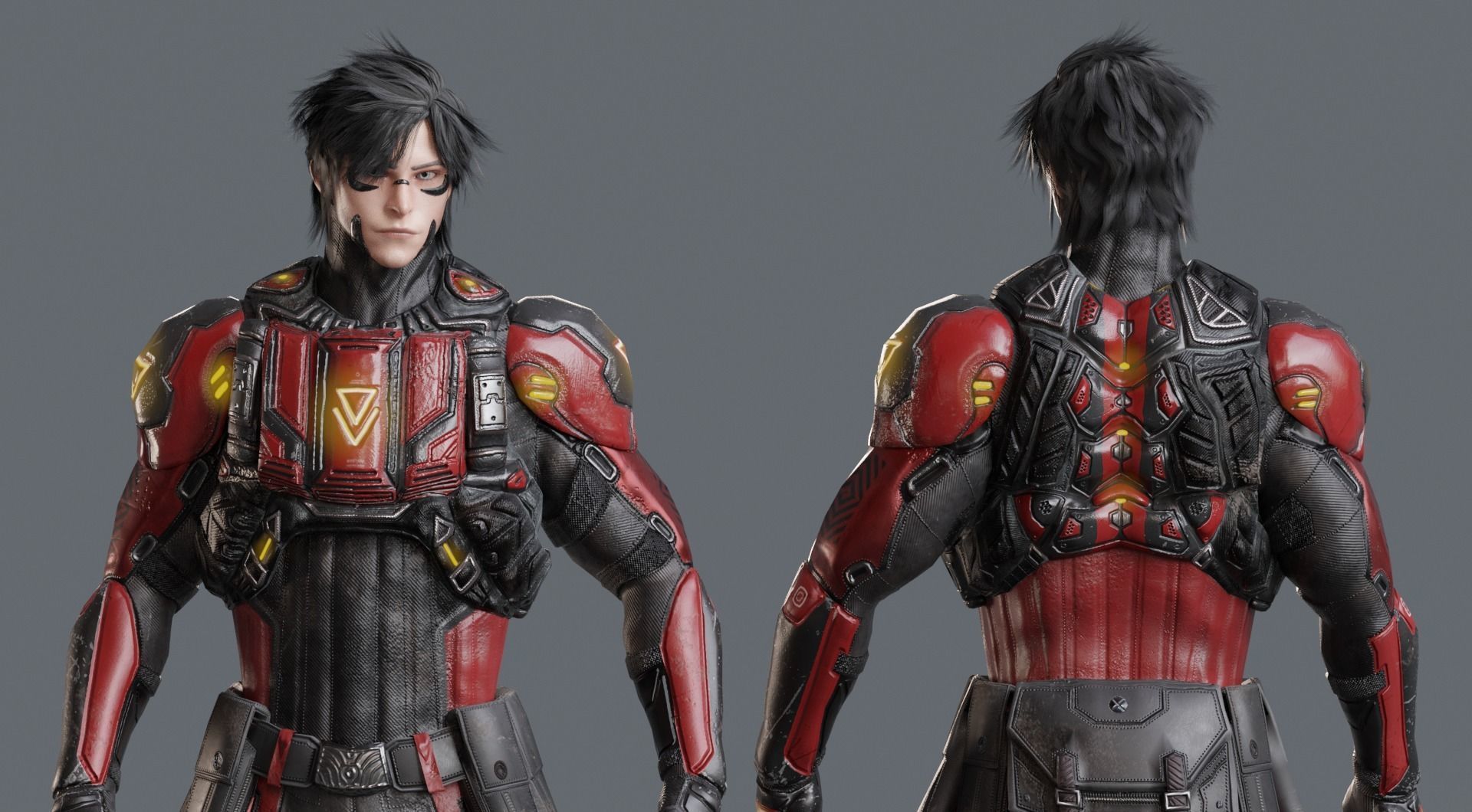 Low Poly - Cybernetic Soldier Perseus Low-poly 3D model_22