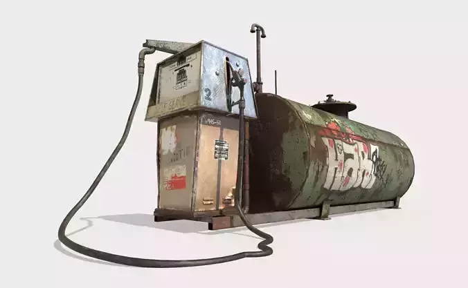 Old Gas Pump and Gas Tank 3D model
