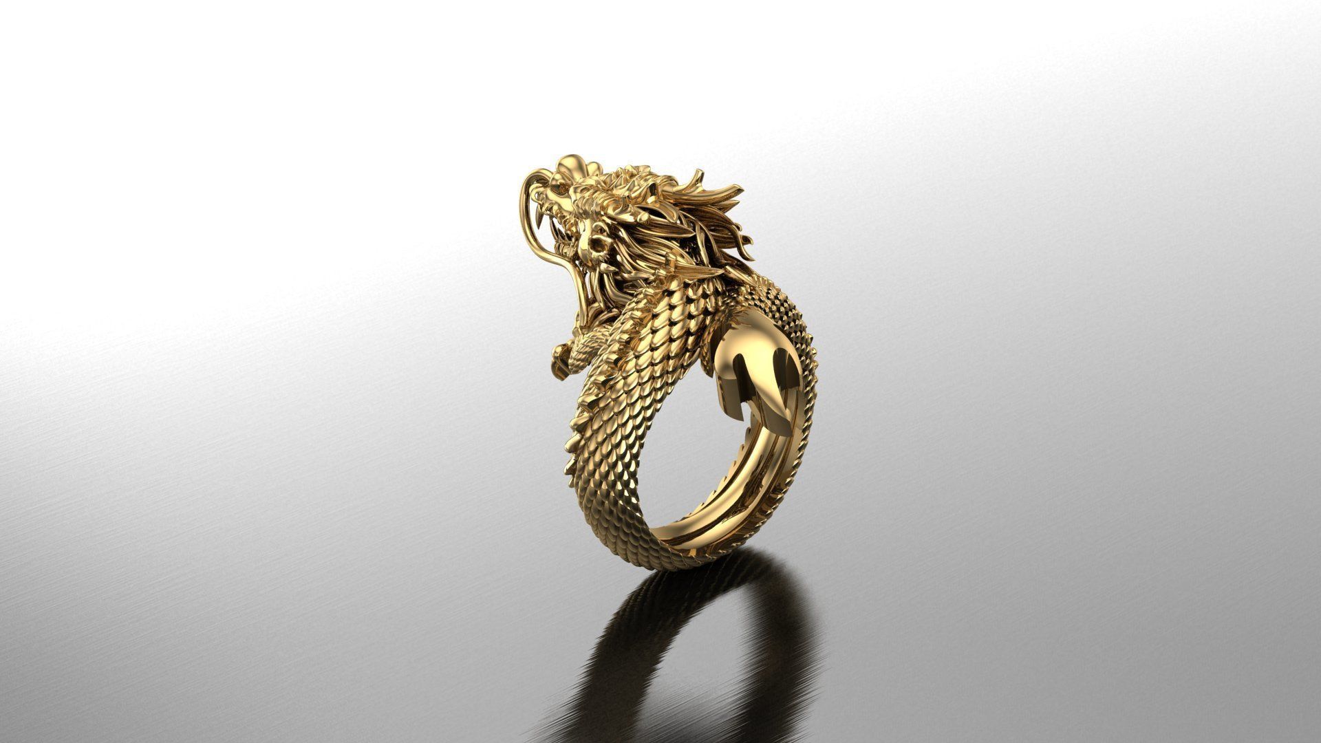 Dragon Ring Jewelry Light Gold 3D model_4