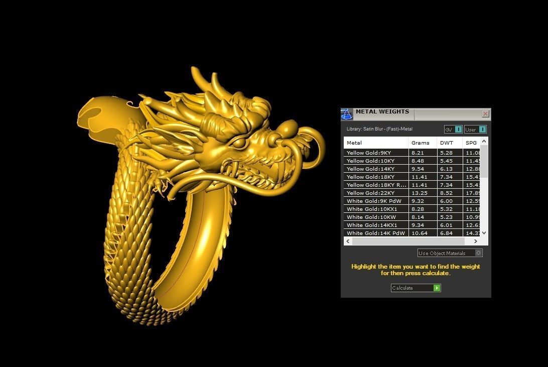 Dragon Ring Jewelry Light Gold 3D model_5