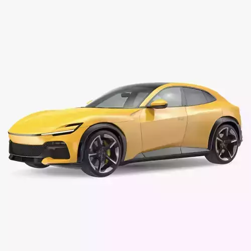 Extreme Crossover Sports Car Yellow Rigged 3D model