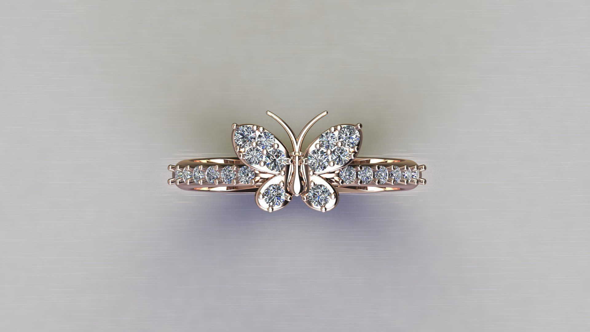 Butterfly Solitare Women Ring cad file 3D 3D model_5