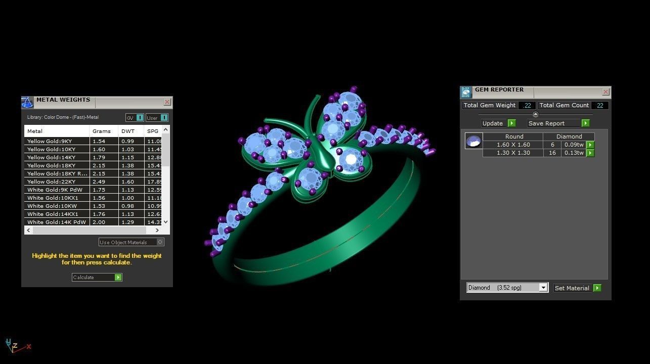 Butterfly Solitare Women Ring cad file 3D 3D model_1