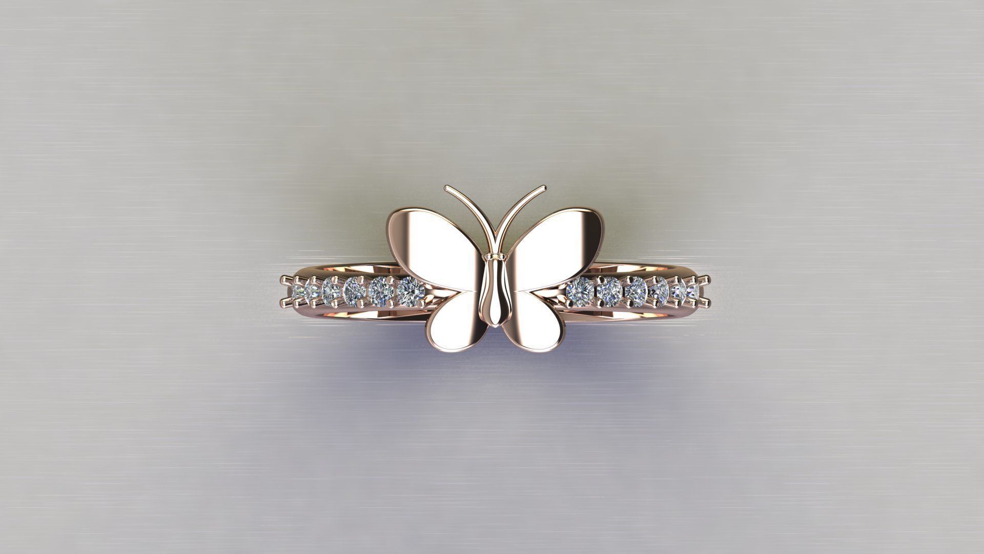 Butterfly Ring Jewelry  3D model_4