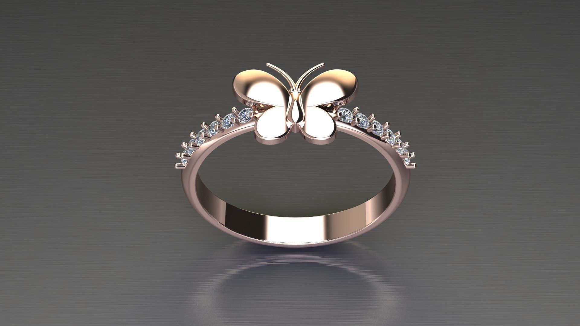 Butterfly Ring Jewelry  3D model_2