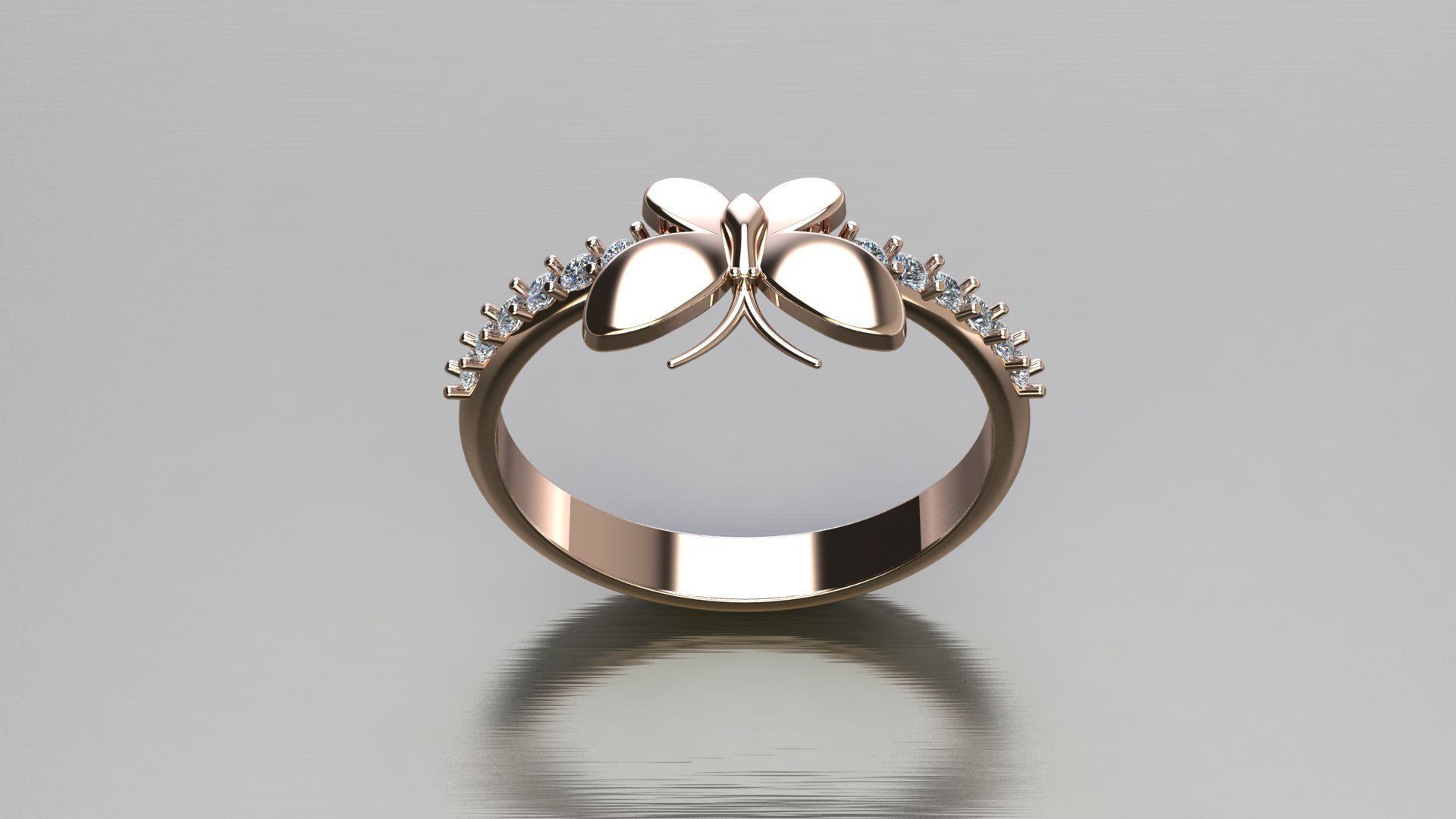 Butterfly Ring Jewelry  3D model_3