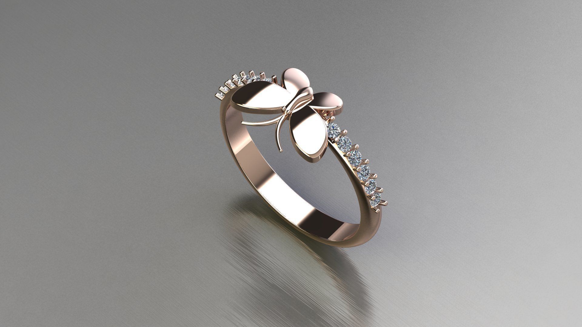 Butterfly Ring Jewelry  3D model_5