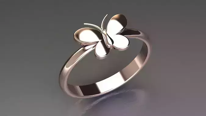 Light Gold Butterfly Jewelry Ring Diamond