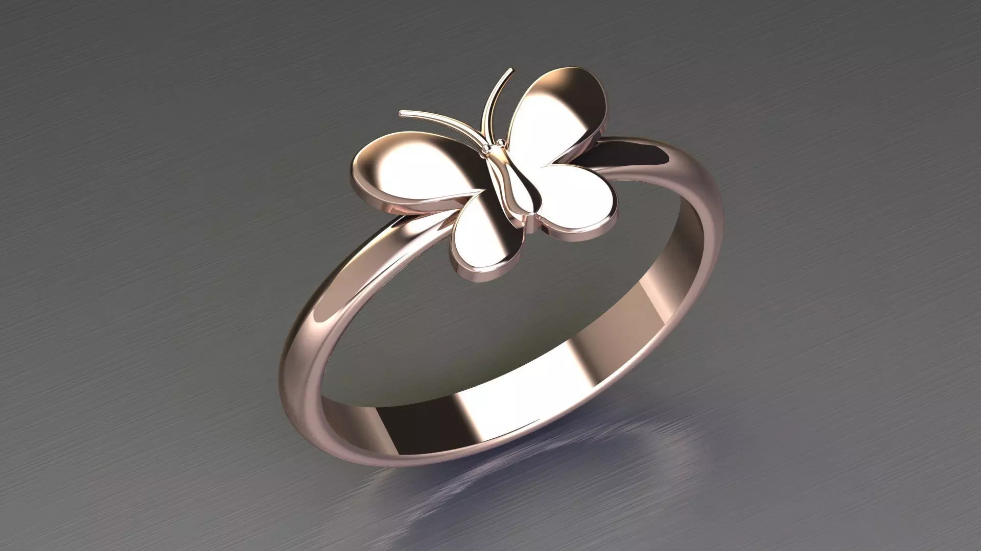 Light Gold Butterfly Jewelry Ring Diamond 3D model