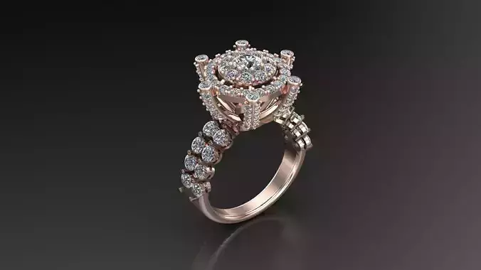diamond ring solitair women ring cad file 3d